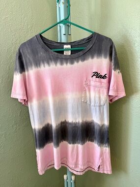 PINK Tie-Dye Pocket Tee - Pink & Gray